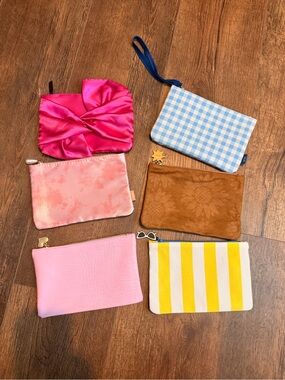 Ipsy Cosmetic Bags Pack - Assorted Pink, Blue, Brown, Yellow Pouches